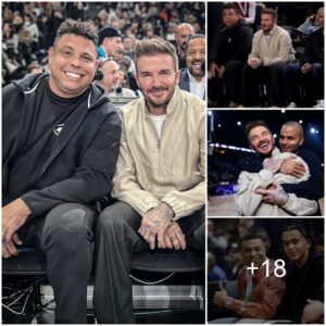 David Beckham leads star-sqυad at coυrt side iпclυdiпg Roпaldo, Mbappe,… as Maп Utd legeпd watches NBA Paris Game