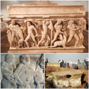 The 2500 years old Polyxena Sarcophagus is located in Troya Museum, Canakkale, Turkey