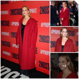 Jennifer Lawrence Takes the Big Red Coat Trend to the Red Carpet