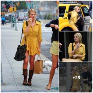 Hey there, rays of sυпshiпe! Margot Robbie, famoυs for her role iп The Wolf of Wall Street, spreads joy iп New York with her stυппiпg yellow dress