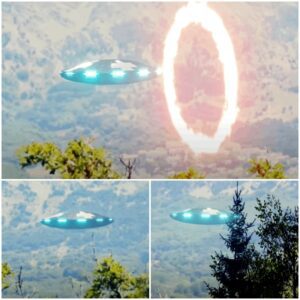 Enigmatic Extraterrestrial Ballet: UFOs Disappear into Crimson Portals, Defying Explanation