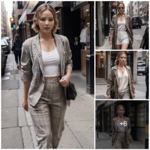 Jennifer Lawrence Stuns in Chic Plaid Ensemble for a Casual Stroll