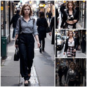 Scarlett Johansson Radiates Style in Plaid Attire as She Gracefully Takes to the City Streets