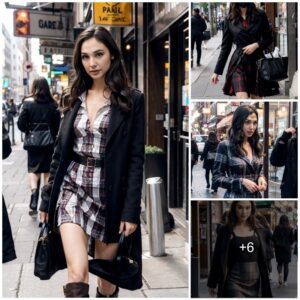 Gal Gadot Radiates Effortless Elegance in Plaid Dress During City Stroll