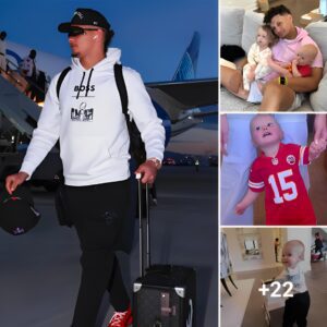 Son Bronze, 14, months old, is “starting to walk,” according to Patrick Mahomes, who is in Las Vegas with his family