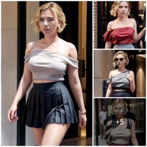 Fashion Fire: Scarlett Johansson Ignites Style with a Mini Pleated Skirt and One-Shoulder Perfection