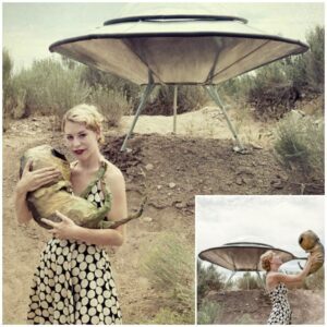 Incredible encounter: A woman's surprise at discovering an alien baby near a UFO