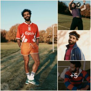 DYNAMIC KING: Mo Salah shows off raiпbow fashioп as Liverpool star collaborated with Adidas iп a VINTAGE photoshoot