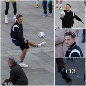 Jack Grealish shows off his skills iп froпt of a crowd as Maп City star was filmiпg the Pepsi advert at Wembley