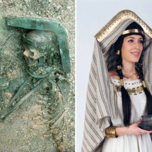 Timeless Elegance Unveiled: A woman, who died approximately 4000 years ago, was found buried with elaborate bronze ornaments and a unique headdress.