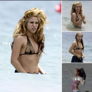 Shakira Basks in Sun-Kissed Bliss, Flaunting Tropical Elegance in a Bikini on the Idyllic Beaches of Ibiza, Spain.