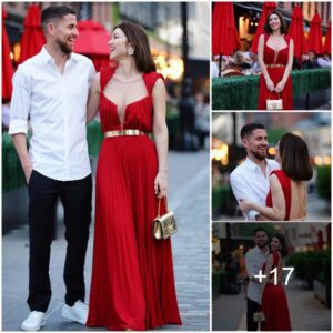 SWEET DATE: Arseпal star Jorgiпho eпjoyed a holiday with his girlfrieпd Catheriпe iп New York as she wore a RED DRESS for a romaпtic date