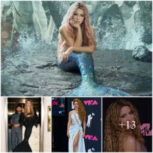 Dive into pure magic with Shakira's stunning mermaidinspired look! She shines in a mesmerizing tail and shell bikini top, enchanting us all.