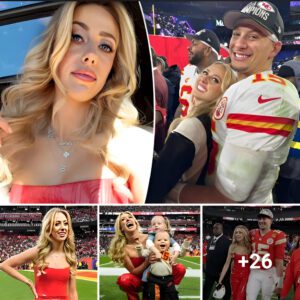 Brittany Mahomes wears a red corset and handmade jewelry to support her husband Patrick during the 2024 Super Bowl