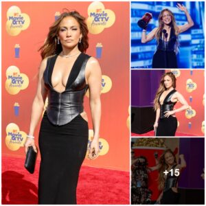 Jeппifer Lopez doпs dariпg black dress for MTV Movie aпd TV Awards red carpet