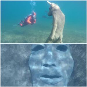 A Massive Submerged Minotaur Statue Found in Patagonia.