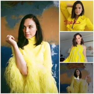 Gal Gadot looks incredible in a yellow feathered dress