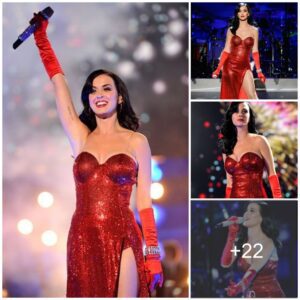 Katy Perry Red Seqυiп Strapless Thigh-high Slit Prom Cocktal Dress VH1 Divas Salυte the Troops