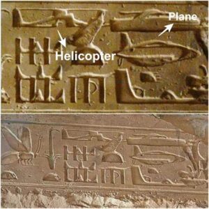 Proof of time travel? Riddle of planes and helicopter found in Egyptian hieroglyphs