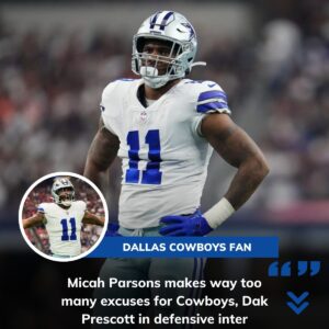 Cowboys Defense: Micah Parsons Talks Support For Teammate Dak Prescott In Interview.