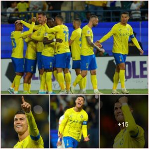 Exciting adventure: Ronaldo cheered as he scored for Al Nassr in the early morning match