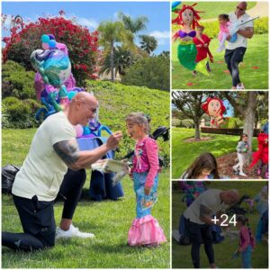 The Rock celebrated his daughter Tia’s birthday by turning her into a mermaid and playing with her