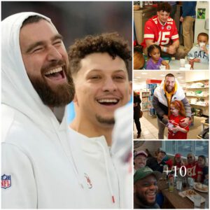 The Chiefs’ Patrick Mahomes And Travis Kelce Surprised A Local Family With Food And Gifts For The Family’s Special Day.