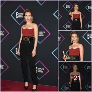 Temptress in Burgundy: Scarlett Johansson Graces the People's Choice Awards as The Female Movie Star of 2018.