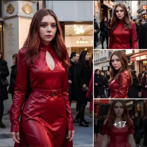 Red Carpet Radiance: Elizabeth Olsen’s Striking New Hair Hue and Chic Red Dress Steal the Show at Paris Fashion Week