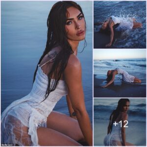 Megan Fox writhes on the beach while wearing a barely-there white dress in her latest risque photo shoot