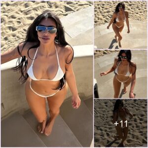 Kim Kardashian looks curvy in a white bikini in images taken by Kendall Jenner... after she is accused of having surgery to resemble Megan Fox