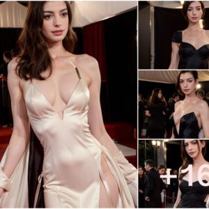 Anne Hathaway Radiates Beauty and Allure in Bold Deep-Cut Gown on Fashion's Red Carpet, Inspiring Elegance