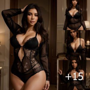 Sensual Elegance: Kim Kardashian Radiates Allure in a Lace Lingerie Ensemble, A Captivating Display of Effortless Glamour