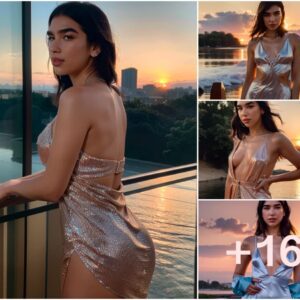 Dua Lipa Stuns in Deep Plunge Gown at Sunrise Photoshoot: A Captivating Dawn Elegance