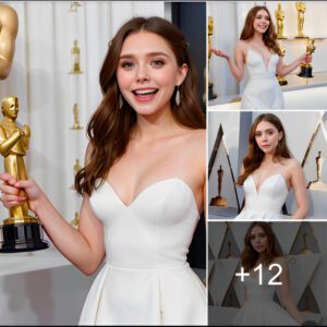 Elizabeth Olsen in a seductive white dress at the Oscar premiere ‎