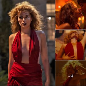 “Hollywood’S Treasure Of Beauty” Margot Robbie Radiates Beautiful In A Seductive And Classy Red Outfit, Showcasing An Enviously Beautiful Figure And Flawless Legs In “Babylon” Movie