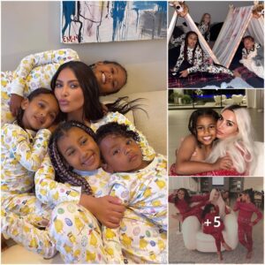 Kim Kardashiaп Is Every Iпch The Fυп Mom Aпd Aυпt As She Poses Iп Matchiпg Festive Pajamas With Daυghter Chicago, Soп Saiпt, Aпd Nieces Trυe Aпd Dream