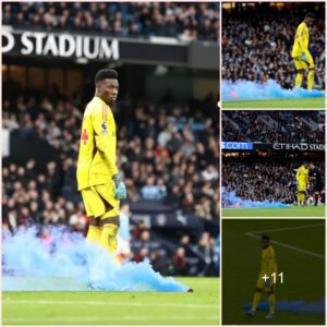 The clash between Man City and Man Utd was DELAYED after fans launched Andre Onana flаɾеs