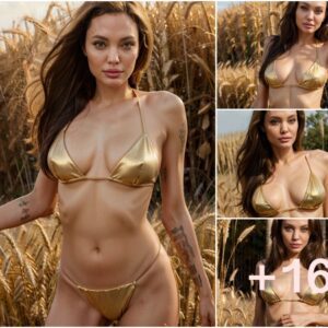 Angelina Jolie bikini A Vision of Beauty and Allure Amidst Golden Wheat Fields