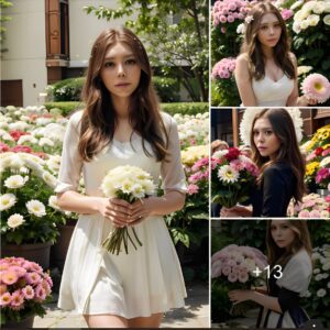 Elizabeth Olsen Radiates Blossoming Elegance Among Chrysanthemums ‎