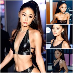 Ariana Grande wearing business costume at night in club