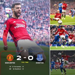 PAYING THE PENALTY: Man Utd 2 Everton 0: Fernandes and Rashford score from the penalty spot when Garnacho runs causing Everton to foul twice