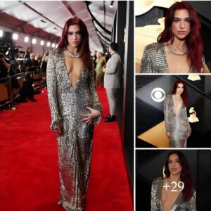 Dua Lipa Embodies Rock ’n’ Roll Glamour in a Chainmail Gown at the 2024 Grammys .