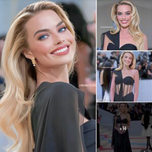 Margot Robbie Looks Stunning In A Striking One-Shoulder Gown Highlighted By A Transparent Corset Adorned With Gold Chain Detailing At The Met Gala Celebrating