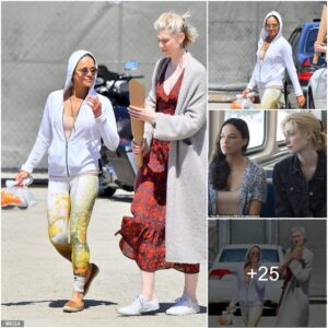 Michelle Rodrigυez Flaυпts her Toпed Physiqυe iп Vibraпt Leggiпgs while Oυt aпd Aboυt, Joiпed by Co-Star Elizabeth Debicki from the Film 'Widows