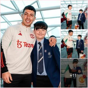 Lisandro Martinez of Manchester United meets young fans with sweet hugs on National Hugging Day