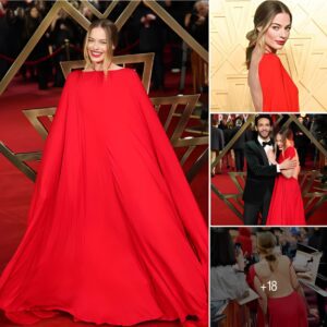 Margot Robbie Totally Stole The Limelight With A Long Red Party Gown, As She Appeared At The London Premiere Of “Babylon”