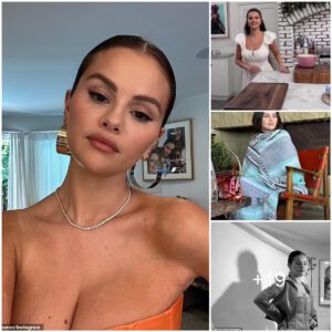 Selena Gomez puts on a VERY busty display in a sexy orange corset as she continues to show off her style on Instagram