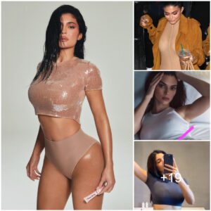 Kylie Jenner flashes her toned tummy in nude bra top and leggings as she previews spring 004 drop for Khy while sister Kendall hits the like button