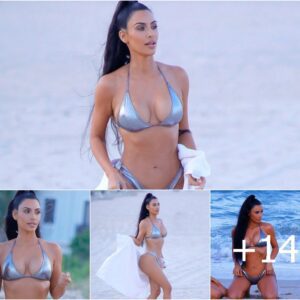 Kim Kardashian Stuns in Silver Bikini, Radiating Sensual Elegance